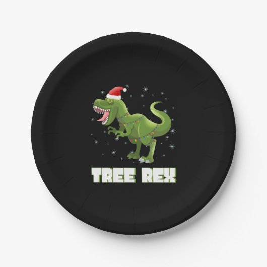 Tree Rex T-Rex Kerstmis Papieren Bordje (Voorkant)
