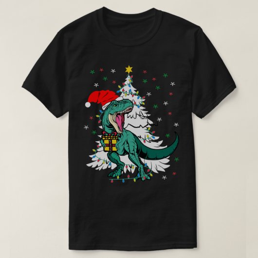 Tree Rex TRex Dragen Santa Hoed Kerstboom Xma T-shirt (Design voorkant)