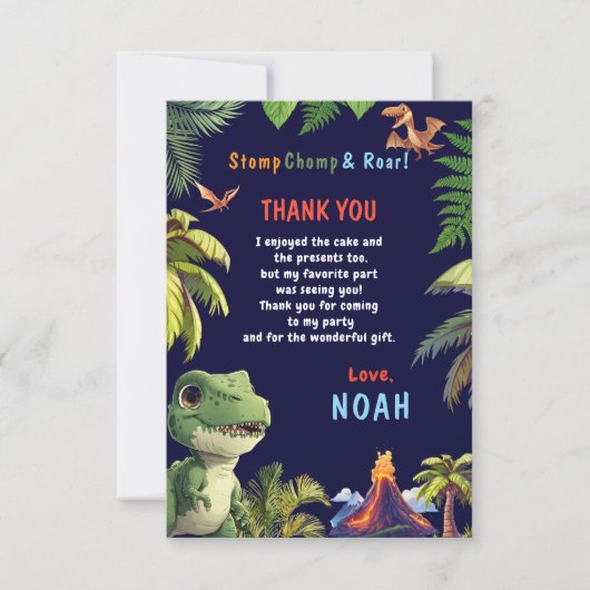 Tree Rex Verjaardag Dinosaurus Bedankkaart (Voorkant)