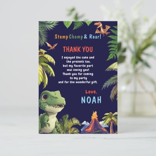 Tree Rex Verjaardag Dinosaurus Bedankkaart (Staand voorkant)