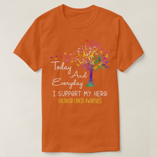Tree Ribbon I Support My Hero Childhood Cancer Awa T-shirt (Design voorkant)