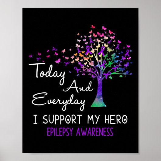 Tree Ribbon I Support My Hero Epilepsy Awareness  Poster (Voorkant)