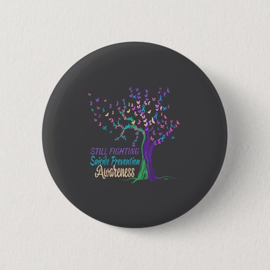 Tree Ribbon Still Fighting Suicide Prevention Awar Ronde Button 5,7 Cm (Voorkant)