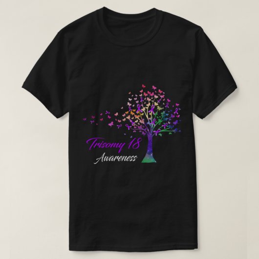 Tree Ribbon Trisomy 18 Bewustzijn T-shirt (Design voorkant)