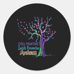 Tree Ribbon vecht nog steeds tegen zelfmoordpreven Ronde Sticker