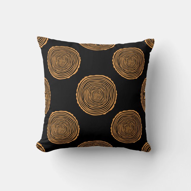 Tree Rings Seamless Pattern. Saw cut tree trunk ba Kussen (Voorkant)