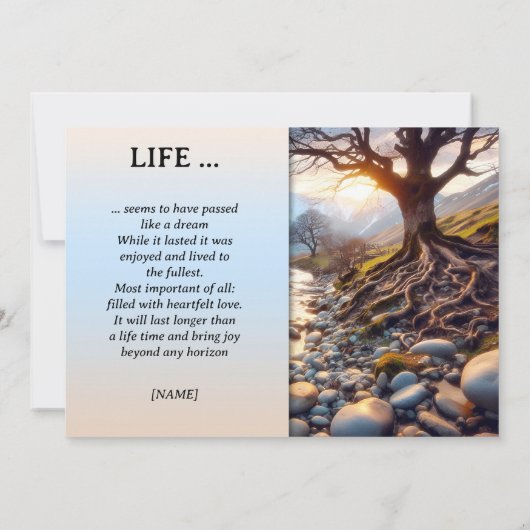 Tree River of Life Gedicht Foto Viering van het Le Kaart (Achterkant)