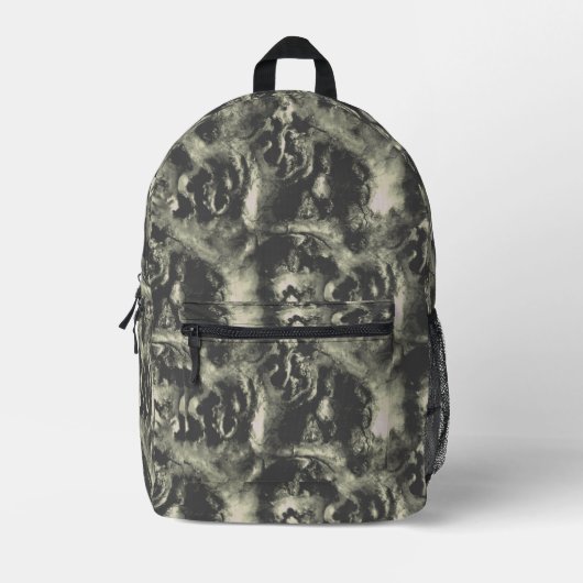 Tree Root Wood Textuur Zwart en Grijs Camo Bedrukte Rugzak (Voorkant)