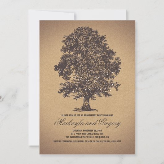 Tree Rustic  Engagement Party Kaart (Voorkant)