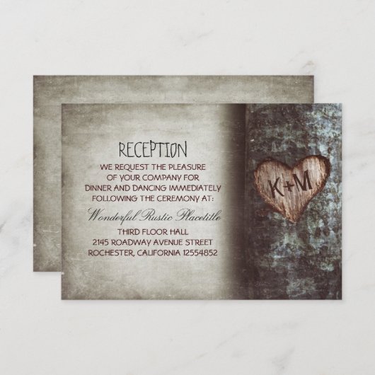 Tree Rustieke Bruiloft Receptie & Rij richtingen Informatiekaartje (Voorkant / Achterkant)