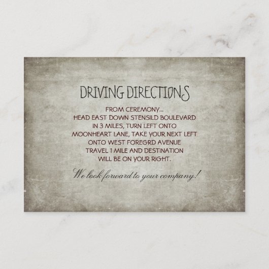 Tree Rustieke Bruiloft Receptie & Rij richtingen Informatiekaartje (Achterkant)