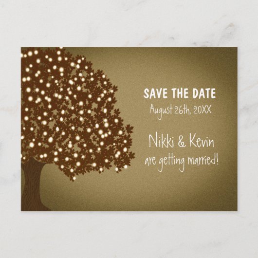  Tree rustieke bruiloft Save Date Briefkaart (Voorkant)