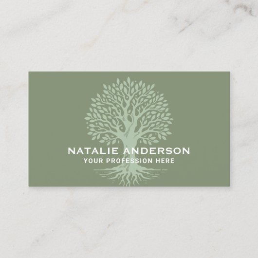  Tree Sage Green Life Coach Yoga SPA Visitekaartje (Voorkant)