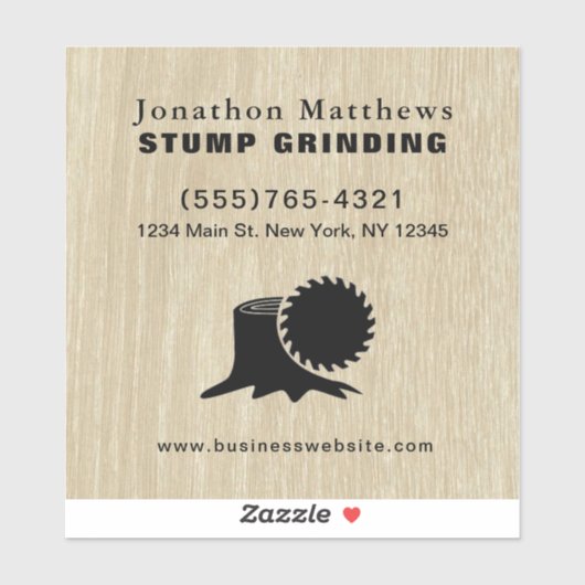 Tree Saw Stump Slijpen Removal Business Sticker (Vel)