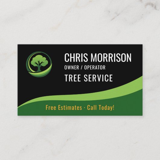 Tree Service Arborist Black Green  Visitekaartje (Voorkant)