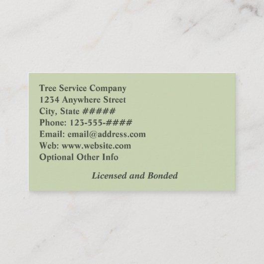 Tree Service Arborist Green Forest Trees Visitekaartje (Achterkant)