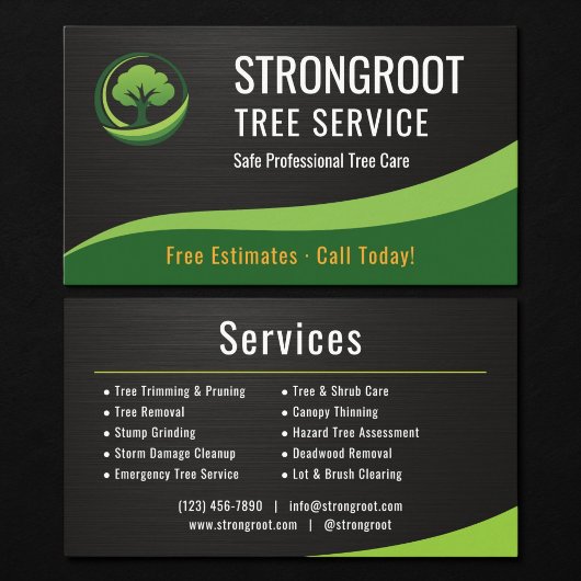 Tree Service Arborist Metallic Visitekaartje