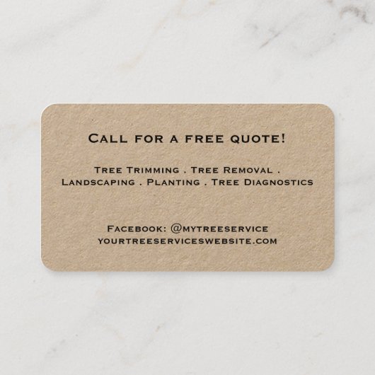 Tree Services Kraft Visitekaartje (Achterkant)