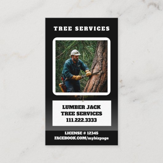 *~* Tree Services Lumber Jack Man QR Forest Visitekaartje (Voorkant)