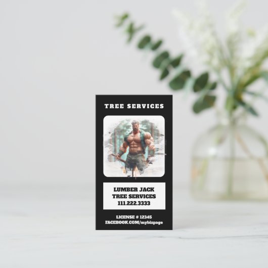 *~* Tree Services Lumber Jack Tree Man QR Visitekaartje (Staand voorkant)