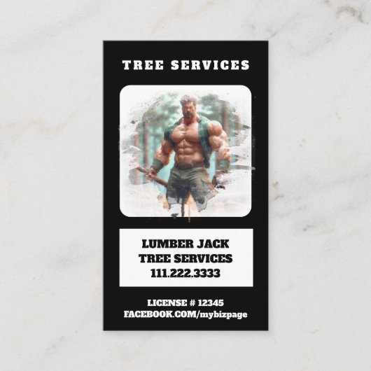 *~* Tree Services Lumber Jack Tree Man QR Visitekaartje (Voorkant)