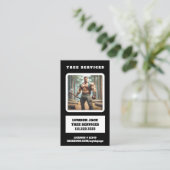 *~* Tree Services Muscular Lumber Jack Tree QR Visitekaartje (Staand voorkant)