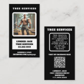 *~* Tree Services Muscular Lumber Jack Tree QR Visitekaartje (Voorkant / Achterkant)