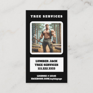 *~* Tree Services Muscular Lumber Jack Tree QR Visitekaartje