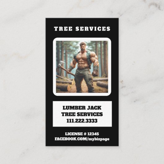 *~* Tree Services Muscular Lumber Jack Tree QR Visitekaartje (Voorkant)