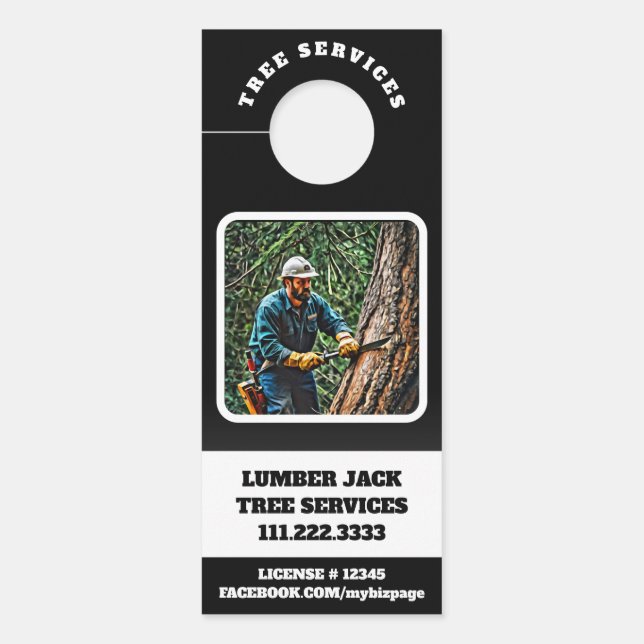 *~* Tree Services QR MAN BOOMDEUR Deurhanger (Voorkant)