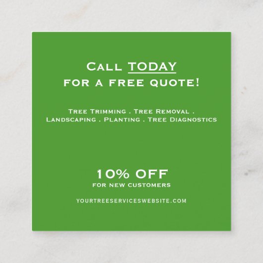 Tree Services Vierkante Visitekaartje (Achterkant)