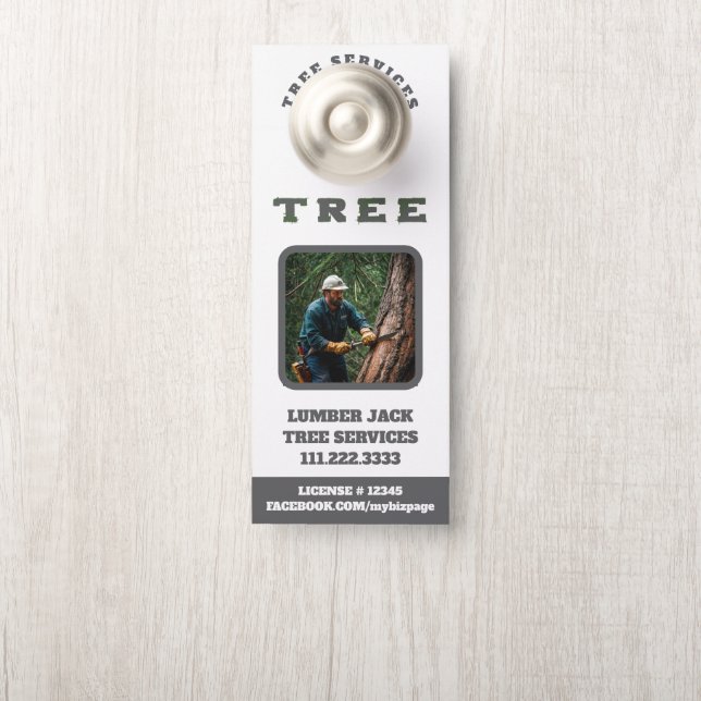 *~* Tree ServicesLumber Jack QR Deur Deurhanger (Op knop)