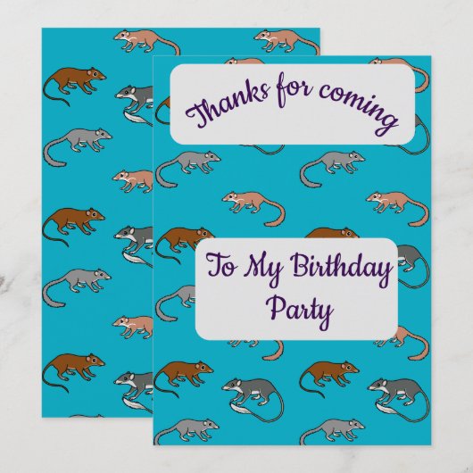 Tree Shrews Dank je wel kaart (Voorkant / Achterkant)