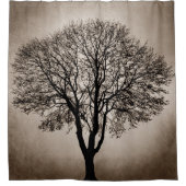 Tree Silhouette Brown Sepia Design 205 Douchegordijn (Voorkant)