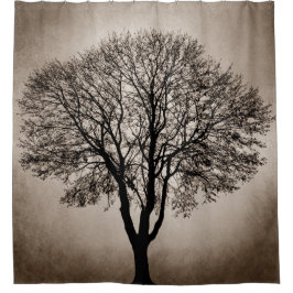 Tree Silhouette Brown Sepia Design 205 Douchegordijn