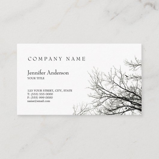 Tree Silhouette Creative Black White visitekaartje (Voorkant)