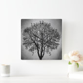 Tree Silhouette Design 206 Vierkante Klok (Huis)