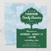 Tree Silhouette Green Blue Family Reunion Kaart (Voorkant / Achterkant)