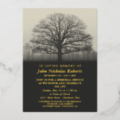 Tree Silhouette Memorial Service Gold Folie Uitnodiging (Voorkant)