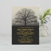 Tree Silhouette Memorial Service Gold Folie Uitnodiging (Staand Voorkant)
