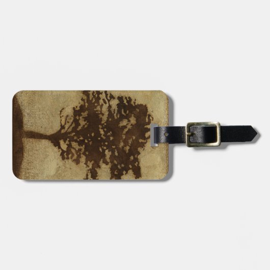 Tree Silhouette on Bronze Background Bagagelabel (Voorkant horizontaal)