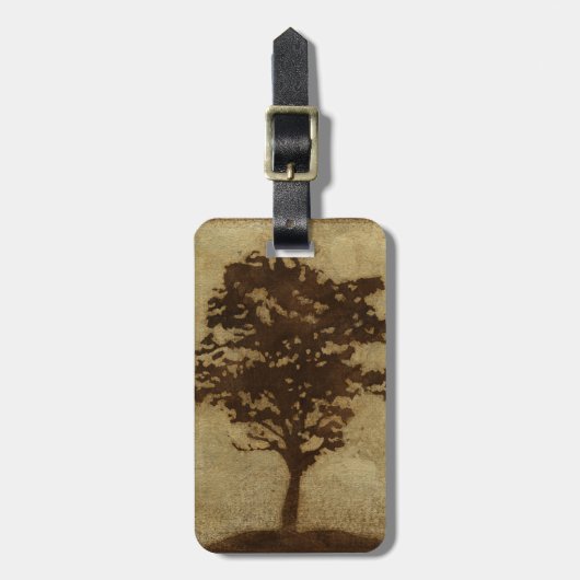 Tree Silhouette on Bronze Background Bagagelabel (Voorkant verticaal)