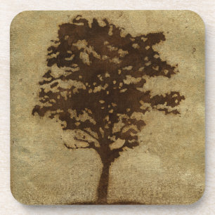Tree Silhouette on Bronze Background Bier Onderzetter