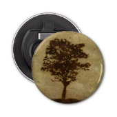 Tree Silhouette on Bronze Background Button Flesopener (Voorkant)
