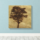 Tree Silhouette on Bronze Background Canvas Afdruk (Insitu (Houten vloer))