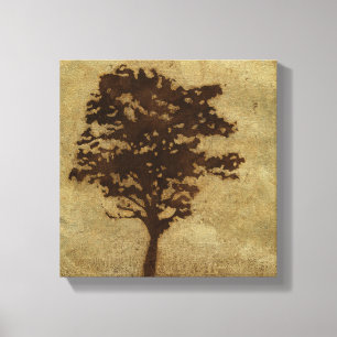 Tree Silhouette on Bronze Background Canvas Afdruk
