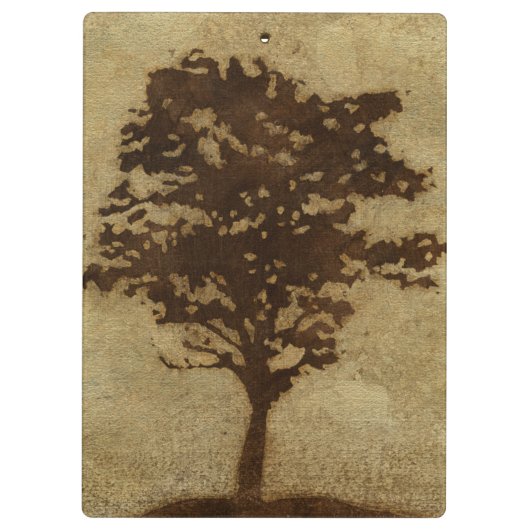 Tree Silhouette on Bronze Background Klembord (Achterkant)