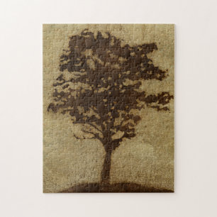Tree Silhouette on Bronze Background Legpuzzel
