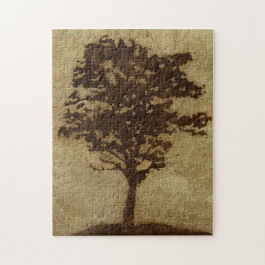 Tree Silhouette on Bronze Background Legpuzzel (Verticaal)