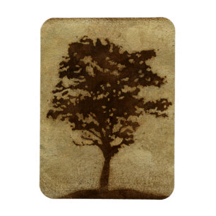 Tree Silhouette on Bronze Background Magneet